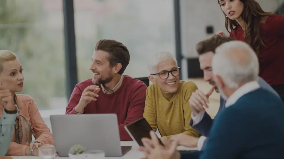 A team meeting around a table