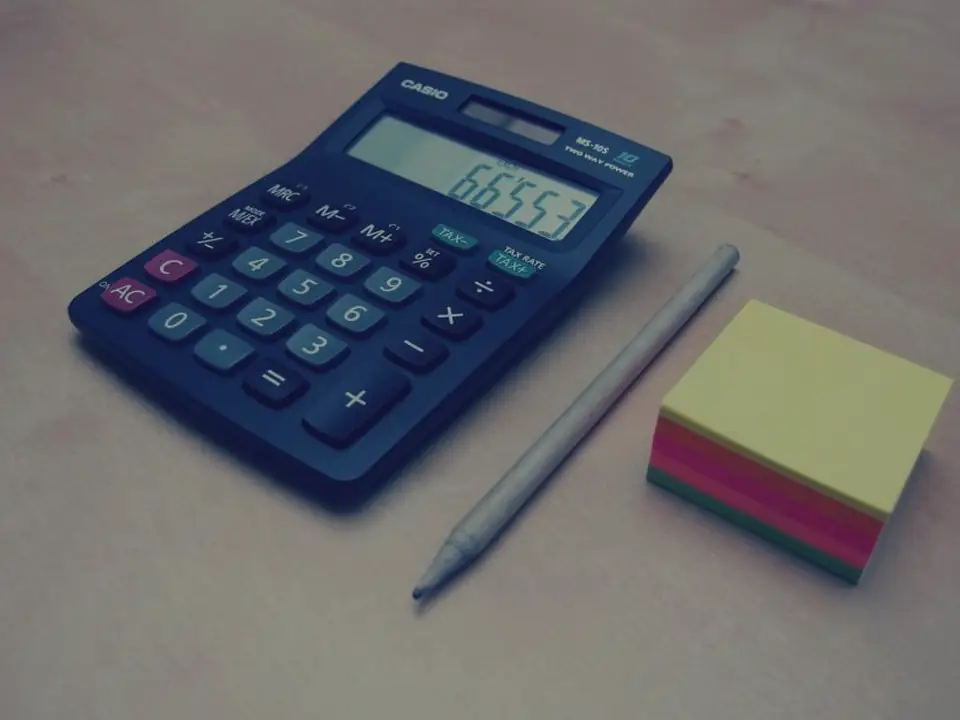 A calculator and notes on a desk